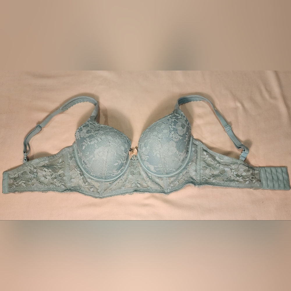 Blue Victoria's Secret lined demi bust bra in 34D